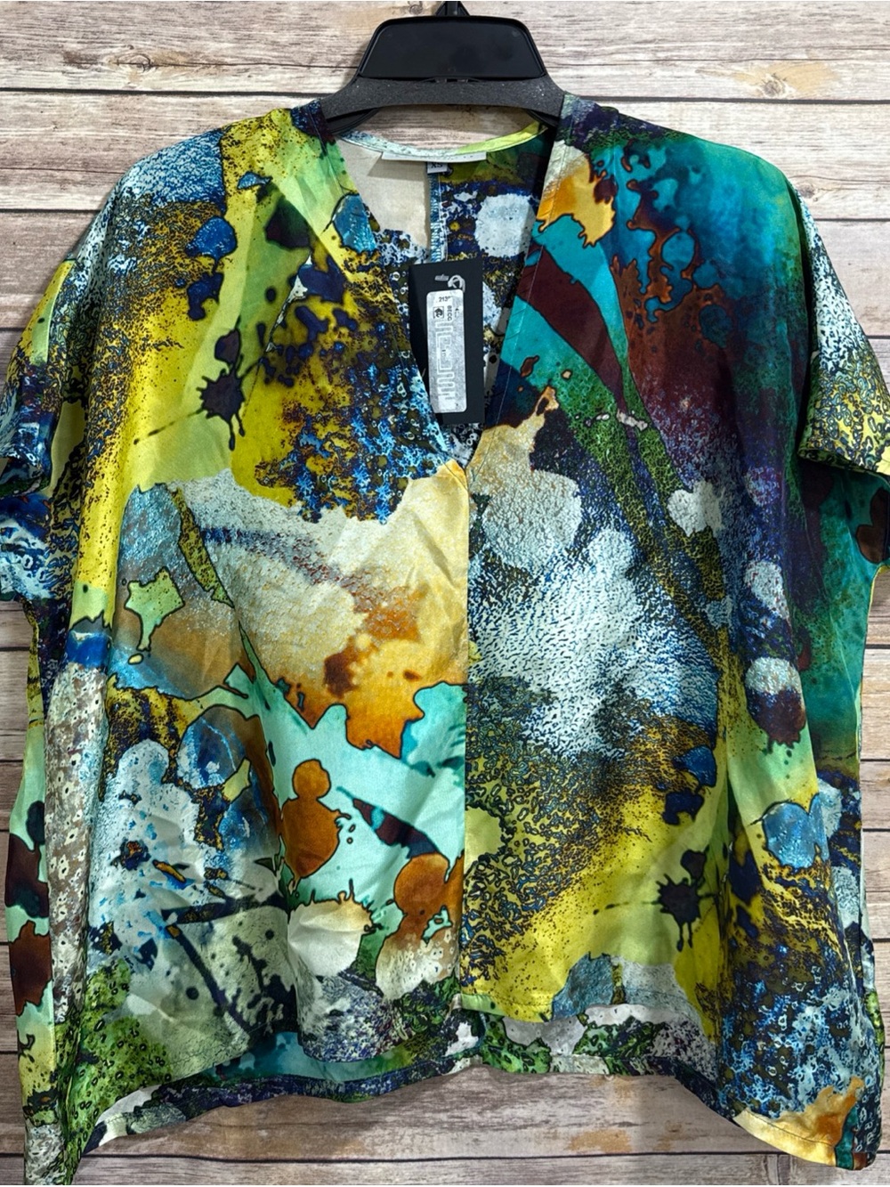 NWT Bryn Walker Top XS Oversized Silk Watercolor Art to Wear Becca Boxy Abstract